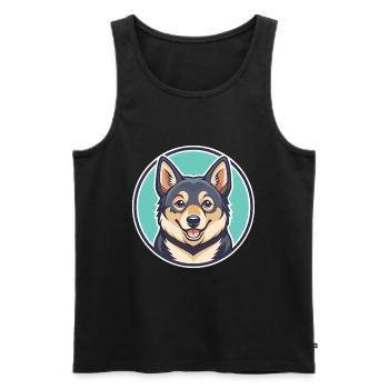 Suédois Vallhund Chien Race Dessin animé Kawaii Clipart - Débardeur bio Premium Homme - noir - Devant - Michal (187cm)