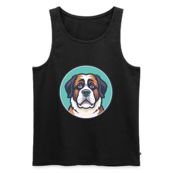 St Bernard Chien Race Dessin Animé Kawaii Clipart Animal - Débardeur bio Premium Homme - noir - Devant - AI Model Male 178 light (178cm)