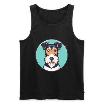 Wire Fox Terrier Dog Breed Cartoon Kawaii Clipart - Men's Premium Organic Tank Top - black - Front - Michal (187cm)