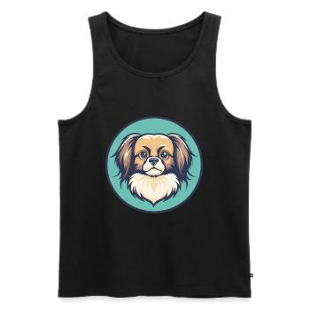 Épagneul tibétain chien race dessin animé Kawaii Clipart - Débardeur bio Premium Homme - noir - Devant - Michal (187cm)
