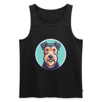 Welsh Terrier Chien Race Dessin animé Kawaii Clipart Animal de compagnie - Débardeur bio Premium Homme - noir - Devant - Michal (187cm)
