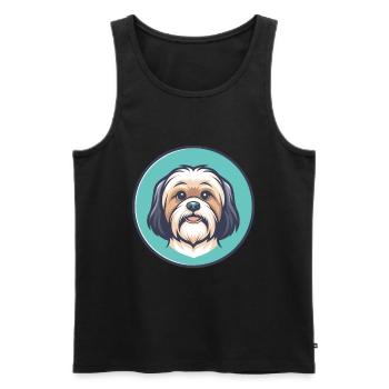 Tibetische Kyi Apso Hunderasse Cartoon Kawaii Clipart - Männer Premium Bio Tank Top - Schwarz - Vorne - Michal (187cm)