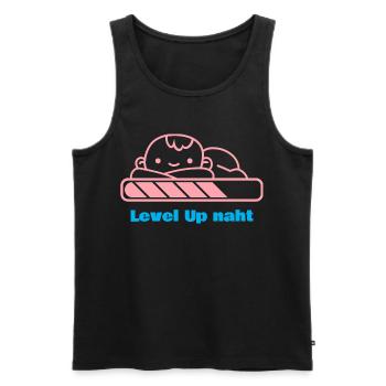 Level Up, Bald-Papa! - Männer Premium Bio Tank Top - Schwarz - Vorne - Michal (187cm)