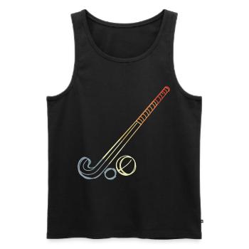 Croquis de bâton et de balle de hockey sur gazon - Débardeur bio Premium Homme - noir - Devant - Michal (187cm)