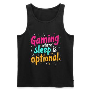 GAMING: WHERE SLEEP IS OPTIONAL - Men's Premium Organic Tank Top - black - Front - AI Model Male 178 light (178cm)