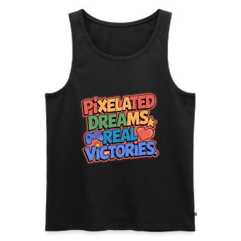 PIXELIGE TRÄUME, ECHTE SIEGE, SPIELE - Männer Premium Bio Tank Top - Schwarz - Vorne - Michal (187cm)