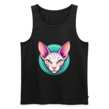 Peterbald Chat Race Dessin Animé Kawaii Animal Pet - Débardeur bio Premium Homme - noir - Devant - Michal (187cm)