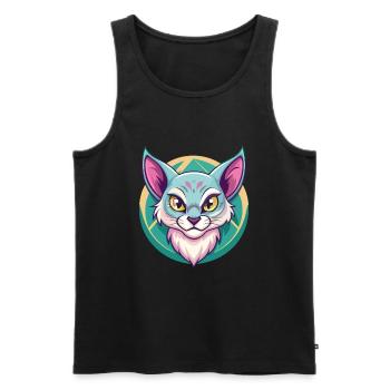 Brume australienne Chat Race Dessin animé Kawaii Animal - Débardeur bio Premium Homme - noir - Devant - Michal (187cm)
