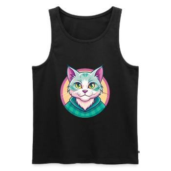 Scottish Straight Cat Breed Cartoon Kawaii Animal - Men's Premium Organic Tank Top - black - Front - Michal (187cm)