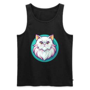 Weiße Langhaarkatze Rasse Karikatur Kawaii - Männer Premium Bio Tank Top - Schwarz - Vorne - Michal (187cm)