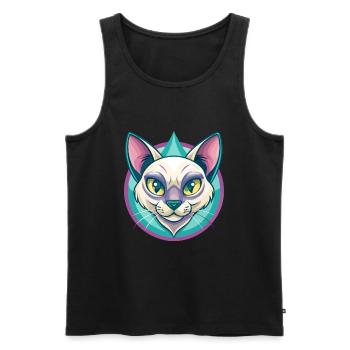 Chat thaïlandais race dessin animé Kawaii Animal Pet - Débardeur bio Premium Homme - noir - Devant - Michal (187cm)