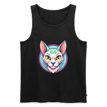 Singapura Chat Race Dessin Animé Kawaii Animal Pet - Débardeur bio Premium Homme - noir - Devant - Michal (187cm)