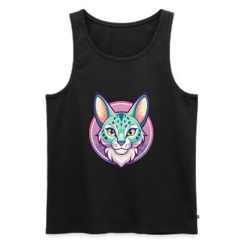 Savannah Cat Breed Cartoon Kawaii Animal Pet - Men's Premium Organic Tank Top - black - Front - Michal (187cm)