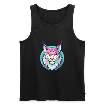 Lynx eurasien Chat race Dessin animé Kawaii Animal Animal Pet - Débardeur bio Premium Homme - noir - Devant - Michal (187cm)
