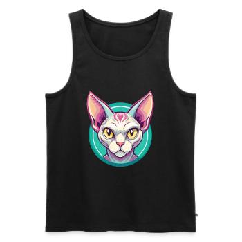 Devon Rex Chat Race Dessin Animé Kawaii Animal Pet - Débardeur bio Premium Homme - noir - Devant - Michal (187cm)