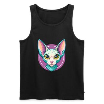 Cornish Rex Chat Race Dessin animé Kawaii Animal Pet - Débardeur bio Premium Homme - noir - Devant - Michal (187cm)