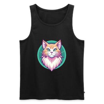 Ingwer Langhaar Katze Rasse Karikatur Kawaii Tier - Männer Premium Bio Tank Top - Schwarz - Vorne - Michal (187cm)