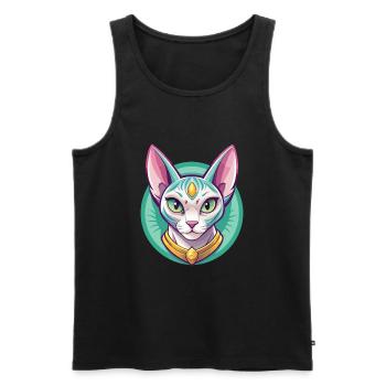 Égyptien Mau Chat Race Dessin Animé Kawaii Animal Pet - Débardeur bio Premium Homme - noir - Devant - Michal (187cm)