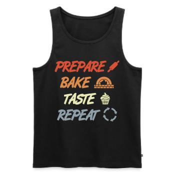 Prepare Bake Taste Repeat - Männer Premium Bio Tank Top - Schwarz - Vorne - Michal (187cm)