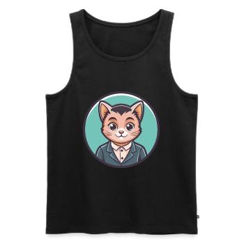 Bambino Cat Breed Cartoon Kawaii Animal Pet - Men's Premium Organic Tank Top - black - Front - AI Model Male 178 light (178cm)