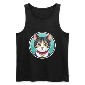 American Wirehair Cat Breed Cartoon Kawaii Animal - Men's Premium Organic Tank Top - black - Front - Michal (187cm)