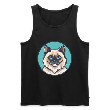 Birman Chat Race Dessin Animé Kawaii Animal Pet - Débardeur bio Premium Homme - noir - Devant - Michal (187cm)