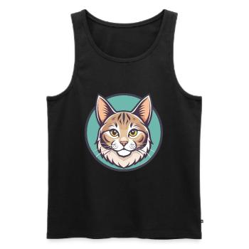 Américain Bobtail Chat Race Dessin Animé Kawaii Animal - Débardeur bio Premium Homme - noir - Devant - Michal (187cm)