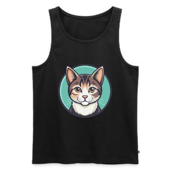 Hauskatze Rasse Karikatur Kawaii Tier Haustier - Männer Premium Bio Tank Top - Schwarz - Vorne - AI Model Male 178 light (178cm)