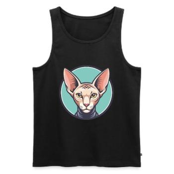 Peterbald Chat Race Dessin Animé Kawaii Animal Pet - Débardeur bio Premium Homme - noir - Devant - Michal (187cm)