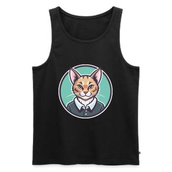 Brume australienne Chat Race Dessin animé Kawaii Animal - Débardeur bio Premium Homme - noir - Devant - Michal (187cm)