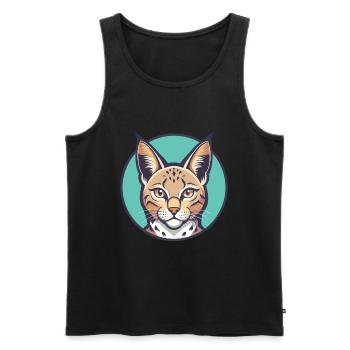 Chat pailleté de Californie Race Dessin animé Kawaii Pet - Débardeur bio Premium Homme - noir - Devant - Michal (187cm)
