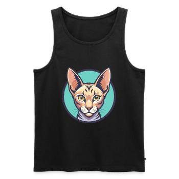 Égyptien Mau Chat Race Dessin Animé Kawaii Animal Pet - Débardeur bio Premium Homme - noir - Devant - Michal (187cm)