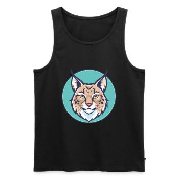 Lynx eurasien Chat race Dessin animé Kawaii Animal Animal Pet - Débardeur bio Premium Homme - noir - Devant - Michal (187cm)