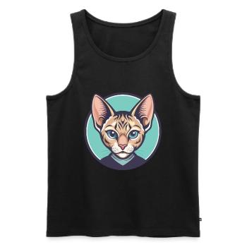 German Rex Cat Breed Cartoon Kawaii Animal Pet - Men's Premium Organic Tank Top - black - Front - Michal (187cm)