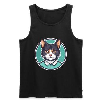 Manx Chat Race Dessin Animé Kawaii Animal Pet - Débardeur bio Premium Homme - noir - Devant - Michal (187cm)