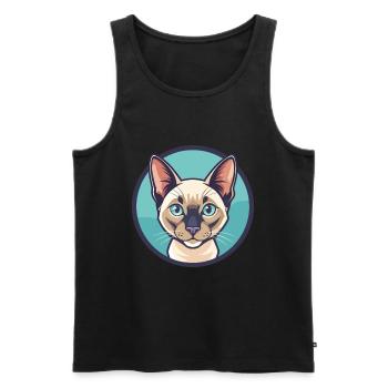 Chat tonkinois race dessin animé Kawaii animal de compagnie - Débardeur bio Premium Homme - noir - Devant - Michal (187cm)