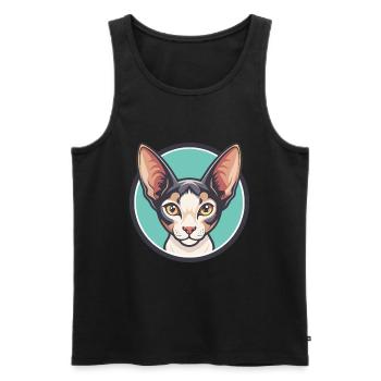 Cornish Rex Chat Race Dessin animé Kawaii Animal Pet - Débardeur bio Premium Homme - noir - Devant - Michal (187cm)