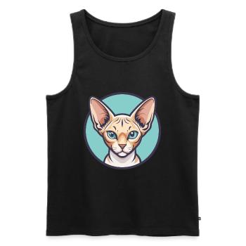 Devon Rex Chat Race Dessin Animé Kawaii Animal Pet - Débardeur bio Premium Homme - noir - Devant - Michal (187cm)