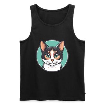 Japanische Bobtail Katze Rasse Karikatur Kawaii Tier - Männer Premium Bio Tank Top - Schwarz - Vorne - Michal (187cm)