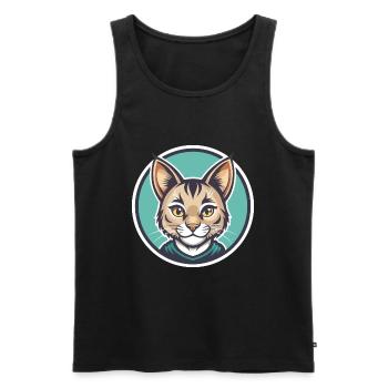 Pixie Bob Cat Breed Cartoon Kawaii Animal Pet - Men's Premium Organic Tank Top - black - Front - AI Model Male 178 light (178cm)