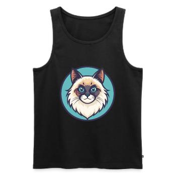 Ragdoll Chat Race Dessin Animé Kawaii Animal Pet - Débardeur bio Premium Homme - noir - Devant - AI Model Male 178 light (178cm)
