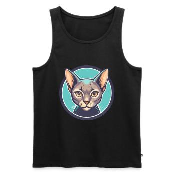 Chat bleu russe race dessin animé Kawaii animal de compagnie - Débardeur bio Premium Homme - noir - Devant - Michal (187cm)