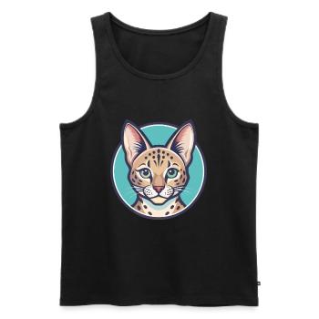 Savannah Cat Breed Cartoon Kawaii Animal Pet - Men's Premium Organic Tank Top - black - Front - Michal (187cm)