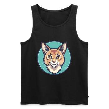 Chat Somali Race Dessin animé Kawaii Animal Pet - Débardeur bio Premium Homme - noir - Devant - Michal (187cm)