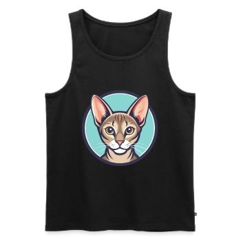 Singapura Chat Race Dessin Animé Kawaii Animal Pet - Débardeur bio Premium Homme - noir - Devant - Michal (187cm)