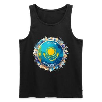 Made in Kasachstan Aquarell Adler Geschenk - Männer Premium Bio Tank Top - Schwarz - Vorne - Michal (187cm)
