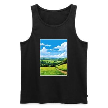 Tamar Valley Aonb Affiche de voyage Peinture Souvenir WPA - Débardeur bio Premium Homme - noir - Devant - Michal (187cm)