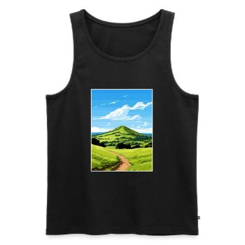 Malvern Hills Aonb Reise Poster Souvenir Farbe WP - Männer Premium Bio Tank Top - Schwarz - Vorne - AI Model Male 178 light (178cm)