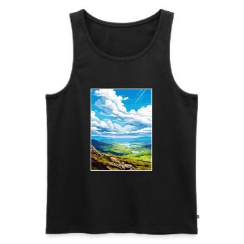 Mourne Mountains Aonb Travel Poster Souvenir WPA - Men's Premium Organic Tank Top - black - Front - AI Model Male 178 light (178cm)