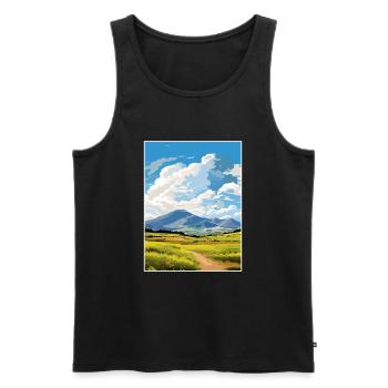 Mourne Mountains Aonb Travel Poster Souvenir WPA - Men's Premium Organic Tank Top - black - Front - AI Model Male 178 light (178cm)